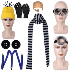 Gru Cosplay Men Scarf Headwear Nose Hairnet Costume Accessories Movie Cartoon Thief Dad Role Play Suits Props Halloween Clothes