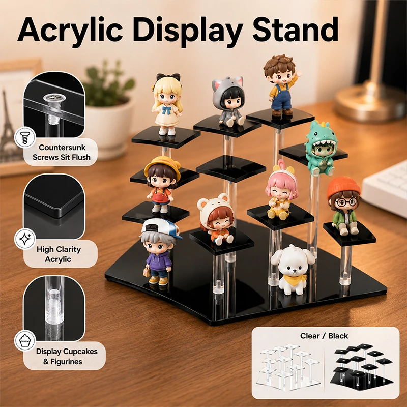 5/8/10 Tier Acrylic Display Riser Shlef Layered Display Action Figure Perfume Stand For Desserts Riser For Decor Organization