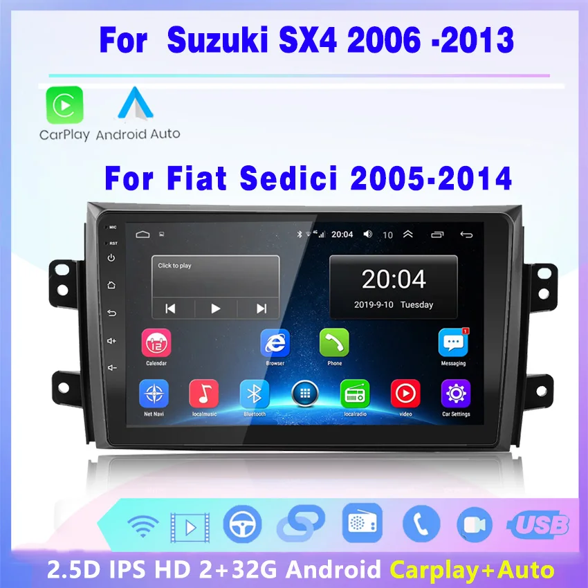 

2 din android Car radio stereo player wireless Carplay Auto for Suzuki SX4 2006 2007 2008 2009- 2013 for Fiat Sedici 2005-2014