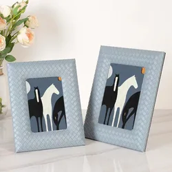 Advanced Sense Photo Frame Hand-woven Leather Wedding Photo Gift Frame Home Desktop Modern Simple Decoration