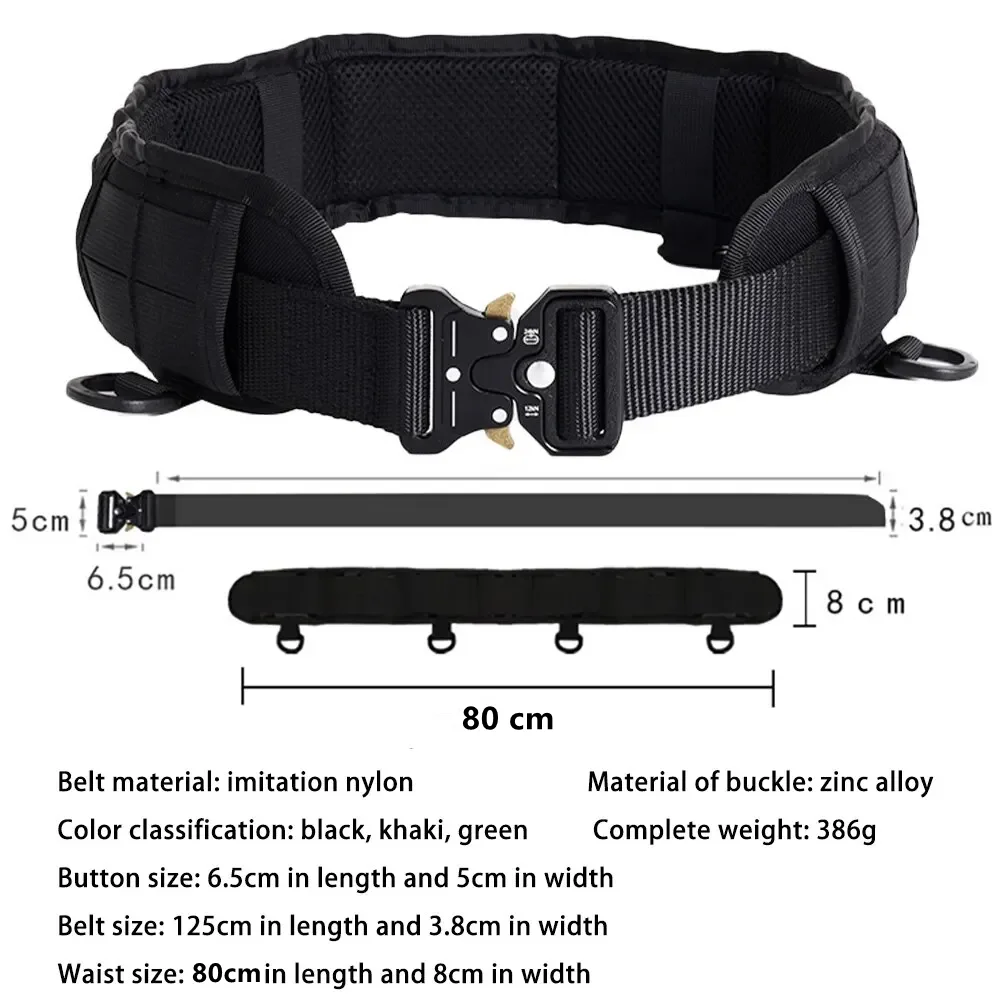 Multifunctional Military Tactical Belt Men Outdoor CS Molle Battle Belt Girdle Adjustable Padded Waist Belt Set with Hanging Sys