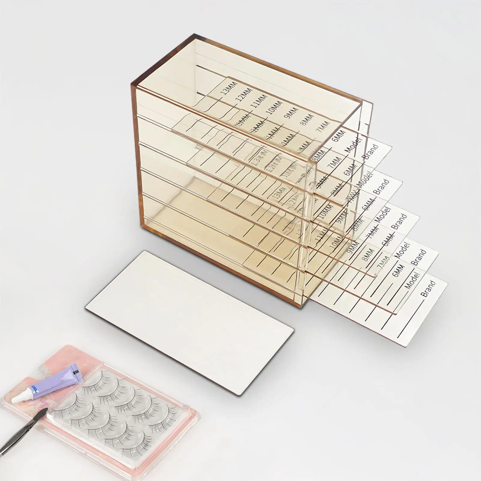 Wimpern-Display-Regal, Wimpern-Display-Box, 5-lagig, transparent, praktische Wimpern