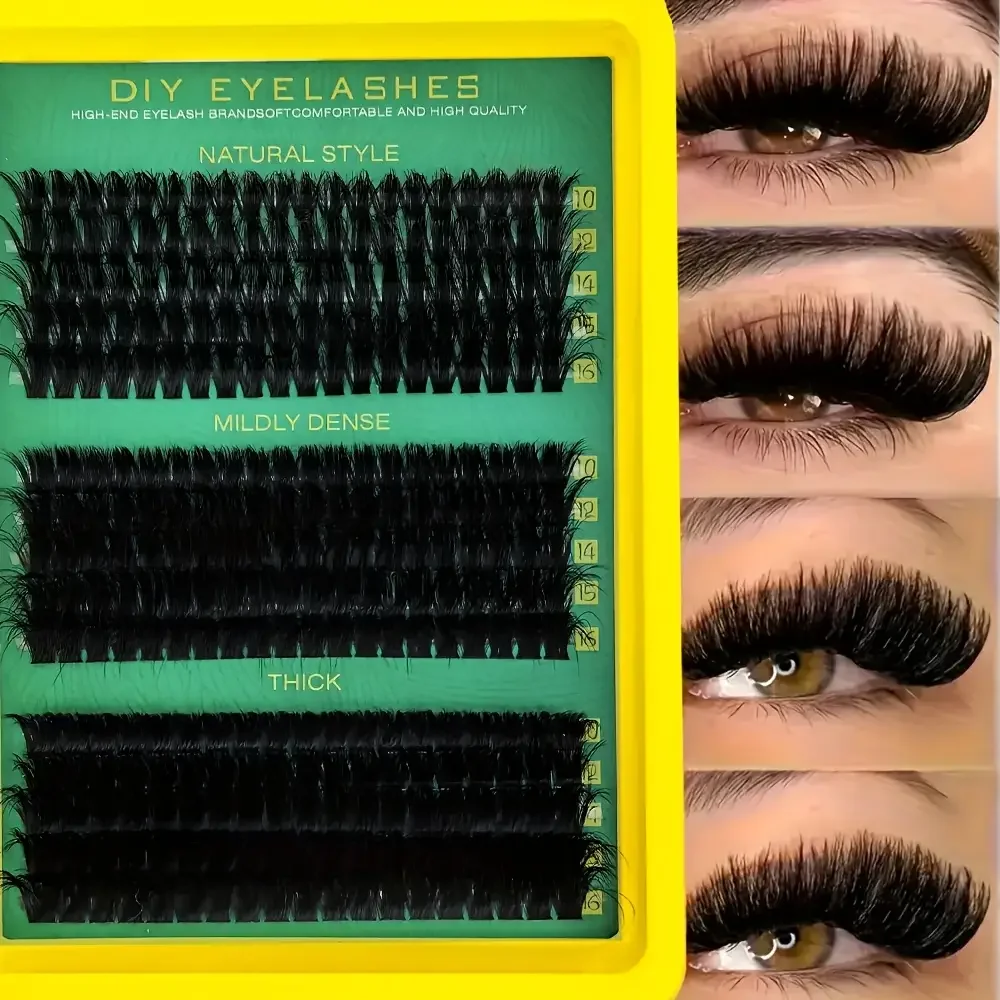 DIY-Wimpernverlängerungsset – flauschige gemischte Längen 10–16 mm, 0,07 mm dicke Wimpern mit Pinzette, anfängerfreundliches, wiederverwendbares Set – Detail 1