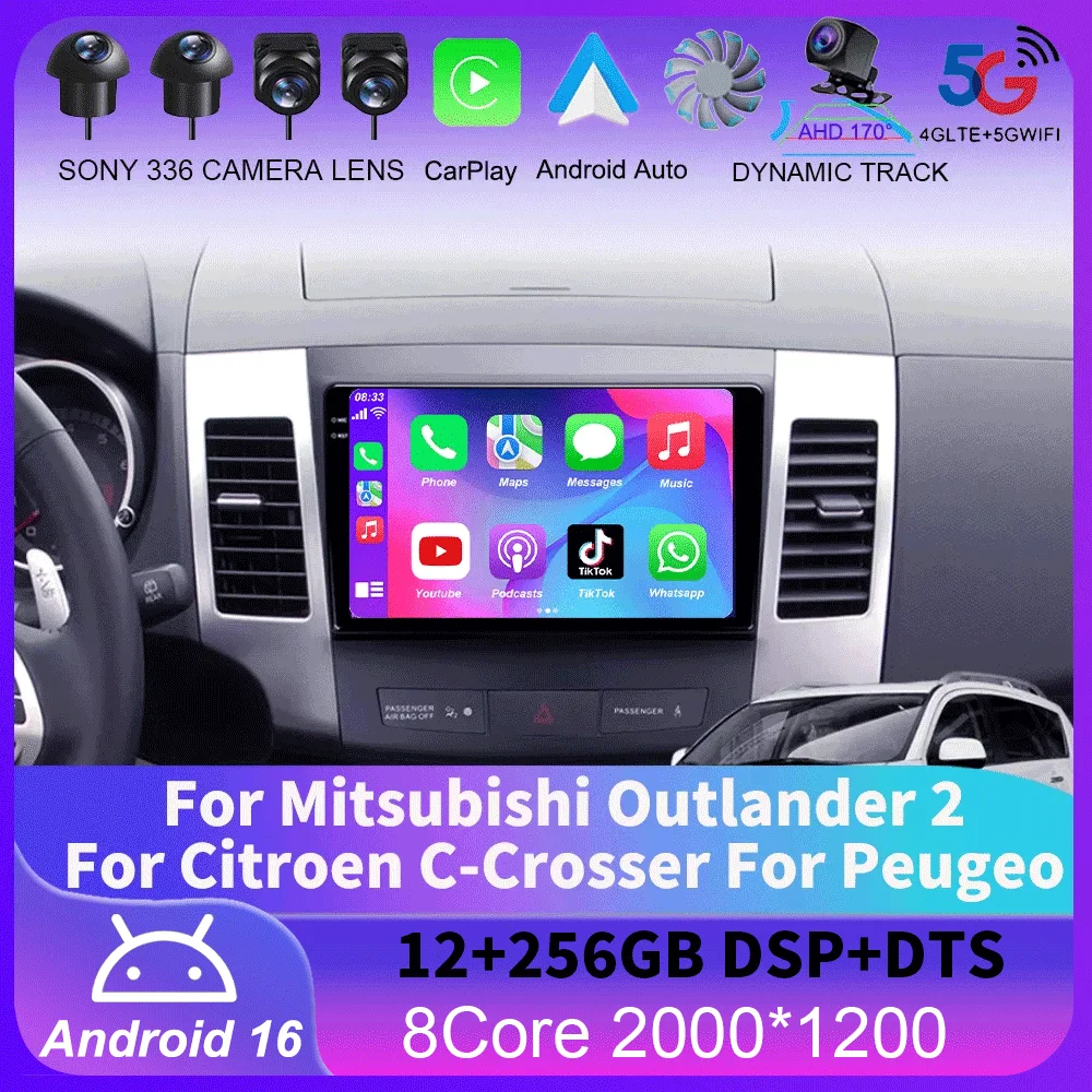 

For Mitsubishi Outlander 2 For Citroen C-Crosser For Peugeo GPS Car Radio Navigation Multimedia Video Player Stereo Android 16