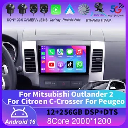 For Mitsubishi Outlander 2 For Citroen C-Crosser For Peugeo GPS Car Radio Navigation Multimedia Video Player Stereo Android 16