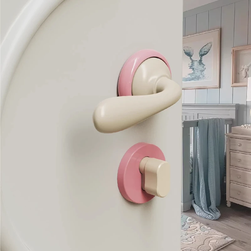 Cute Colorful Kids Room Lock Dopamine Style Wooden Latch Silent Magnetic Handle Children Bedroom Furniture Hardware Supply