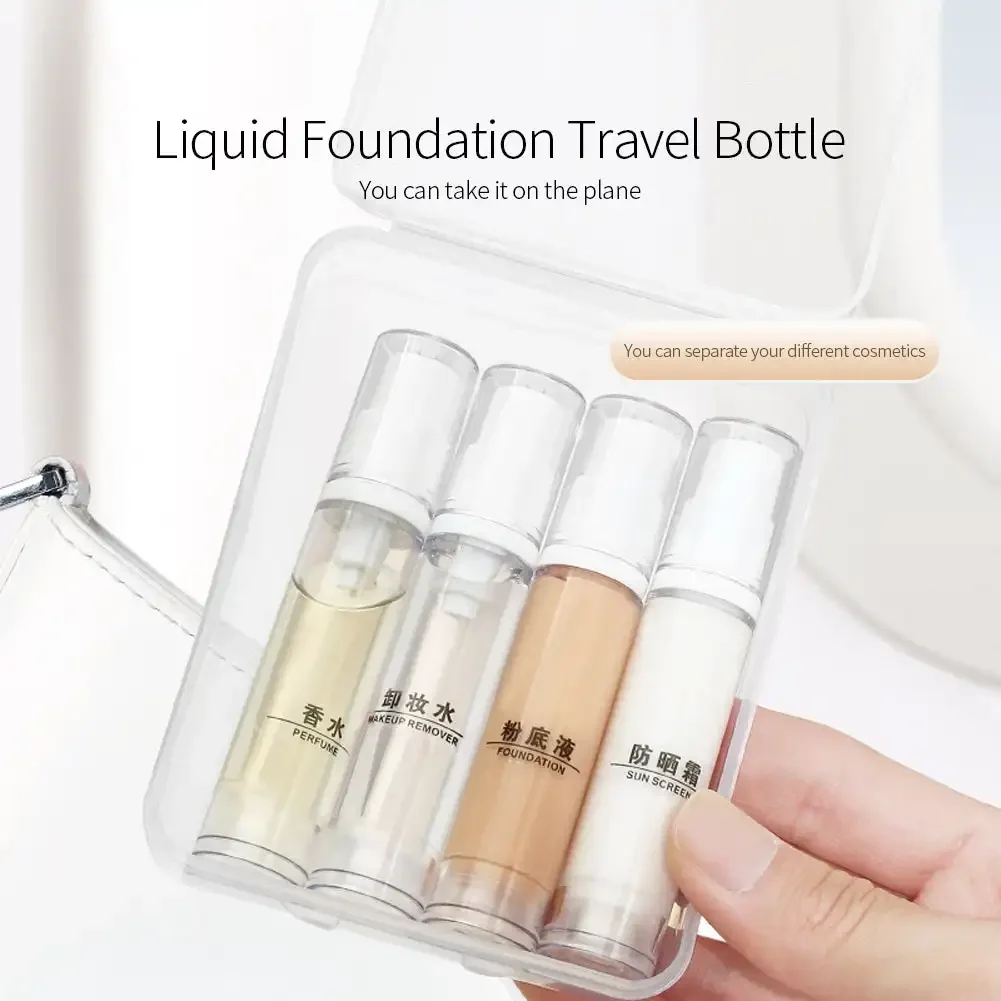 5ml 10ml 4Pcs Travel Sub-Bottling Set AS Vacuum Spray Lotion Cosmetic Empty Refillable Bottle Portable On Plane