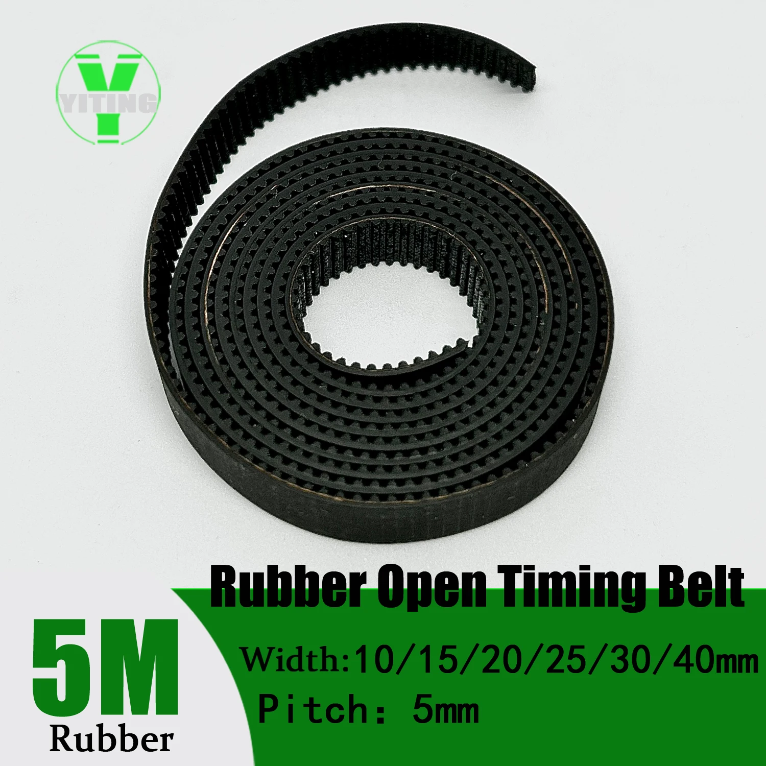 HTD-5M Open Synchronous Timing 5M Belt Anti-wear Reinforce Open Width 10/15/20/25/30/40mm Synchronous Belt Rubber Open  Belt