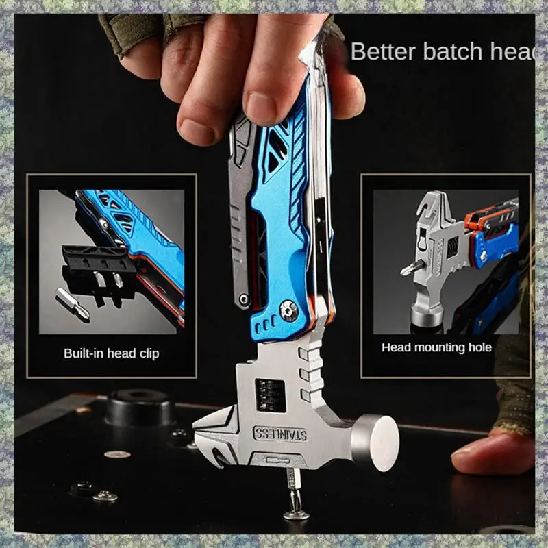 WON متعددة الوظائف مطرقة مستديرة الرأس للطي مسمار المطرقة كماشة مركبة الطوارئ شنت مجتمعة أداة متكاملة المطرقة