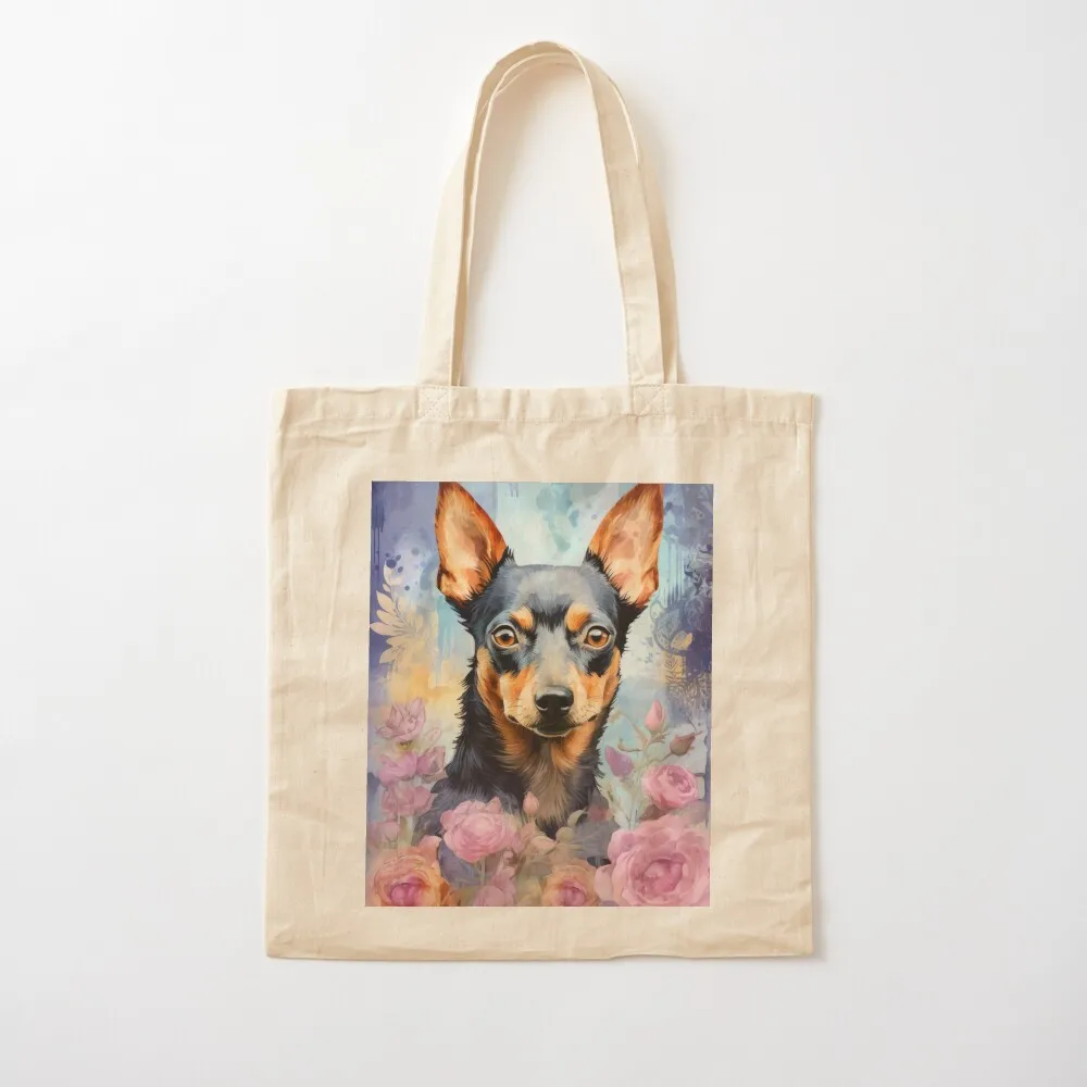 cute Miniature Pinscher Dog Artwork Watercolor Tote Bag bag for beach Large bags for women handbag