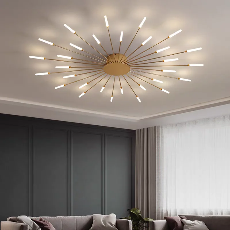 

Dining Living Room Lights Sputnik Home Decor Kitchen Kids Bedroom Room Chandelier Nordic Designer Flower Shape LED Ceiling Lamp
