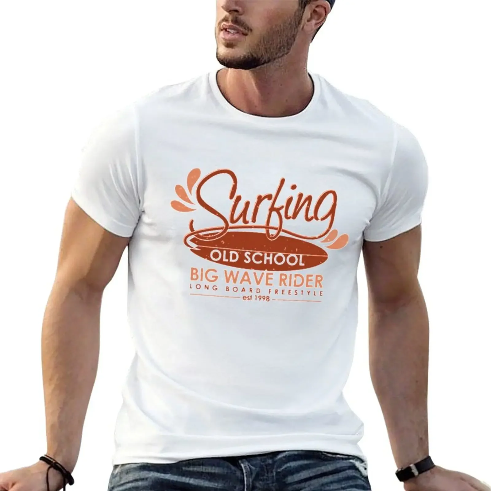 

Surfing Typography Emblem Creative Design T-Shirt customs design your own shirts graphic tees heavy weight t shirts for men