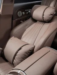 Car Leather Headrest Lumbar Support Car Rest Neck Pillow Protection Back Lumbar Cushion Seat Waist Supports Car Headrest Cushion