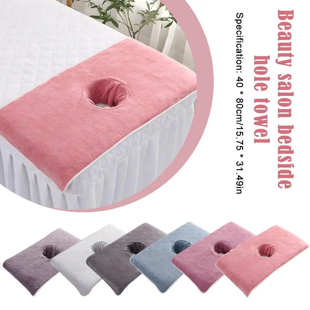 40*80cm Beauty Salon Coral Velvet Towelling Beauty Massage Bandana Hole Massage With Planking Towel Bed Spa Table Face P7v4