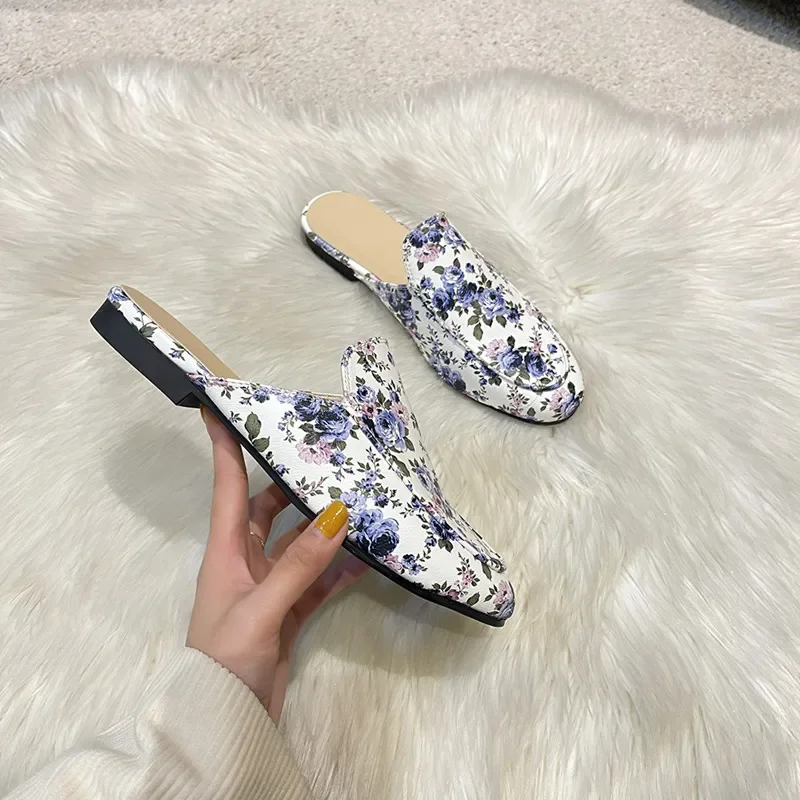 Baotou Half Slippers Women Summer Wear Muller Shoes 2024 New Flat Sandals