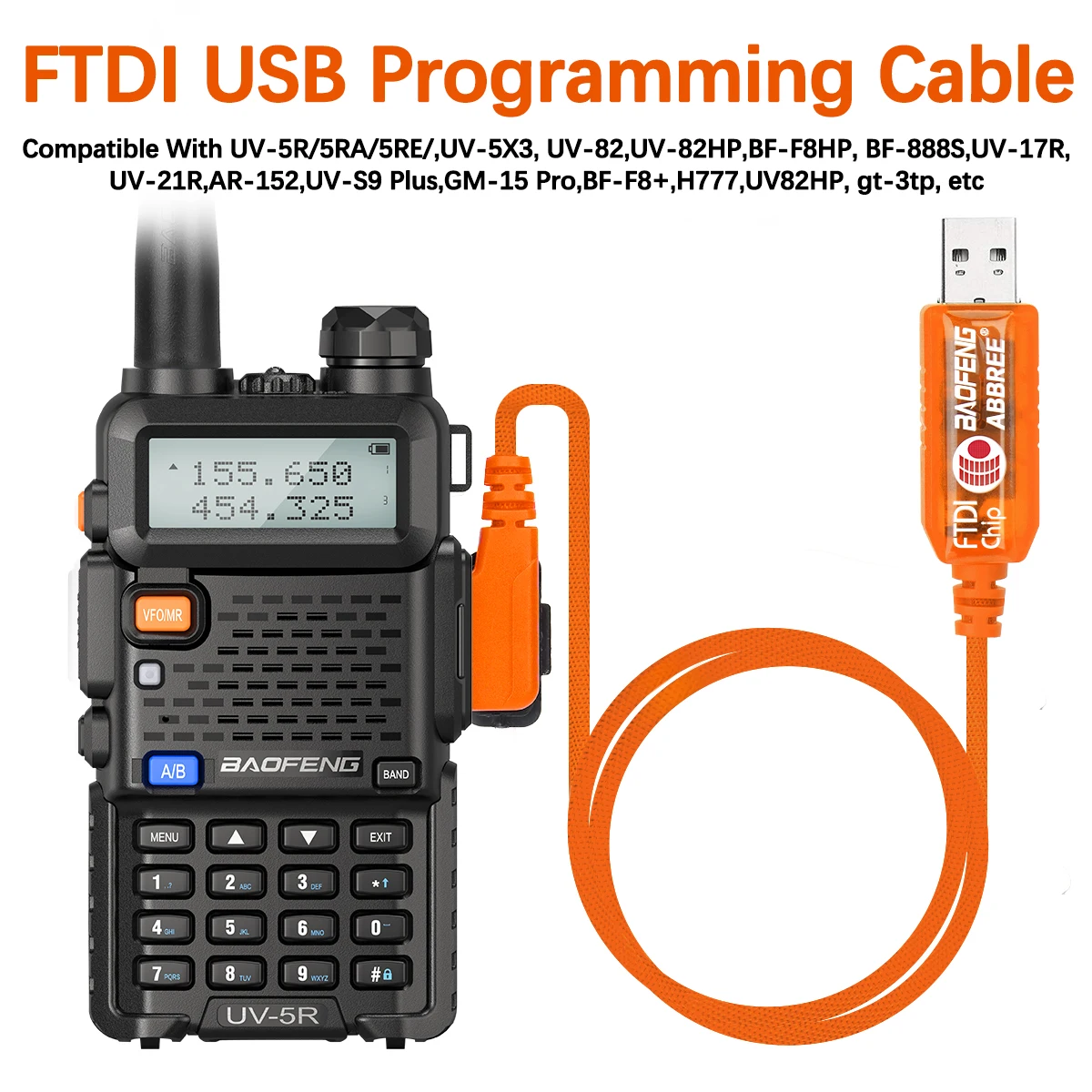 Baofeng FTDI Cable de programación USB Plug and Play para UV-5R BF-888S UV 5RH 21 pro Quansheng UV-K5 UV-K5 (8) Ham Radio bidireccional