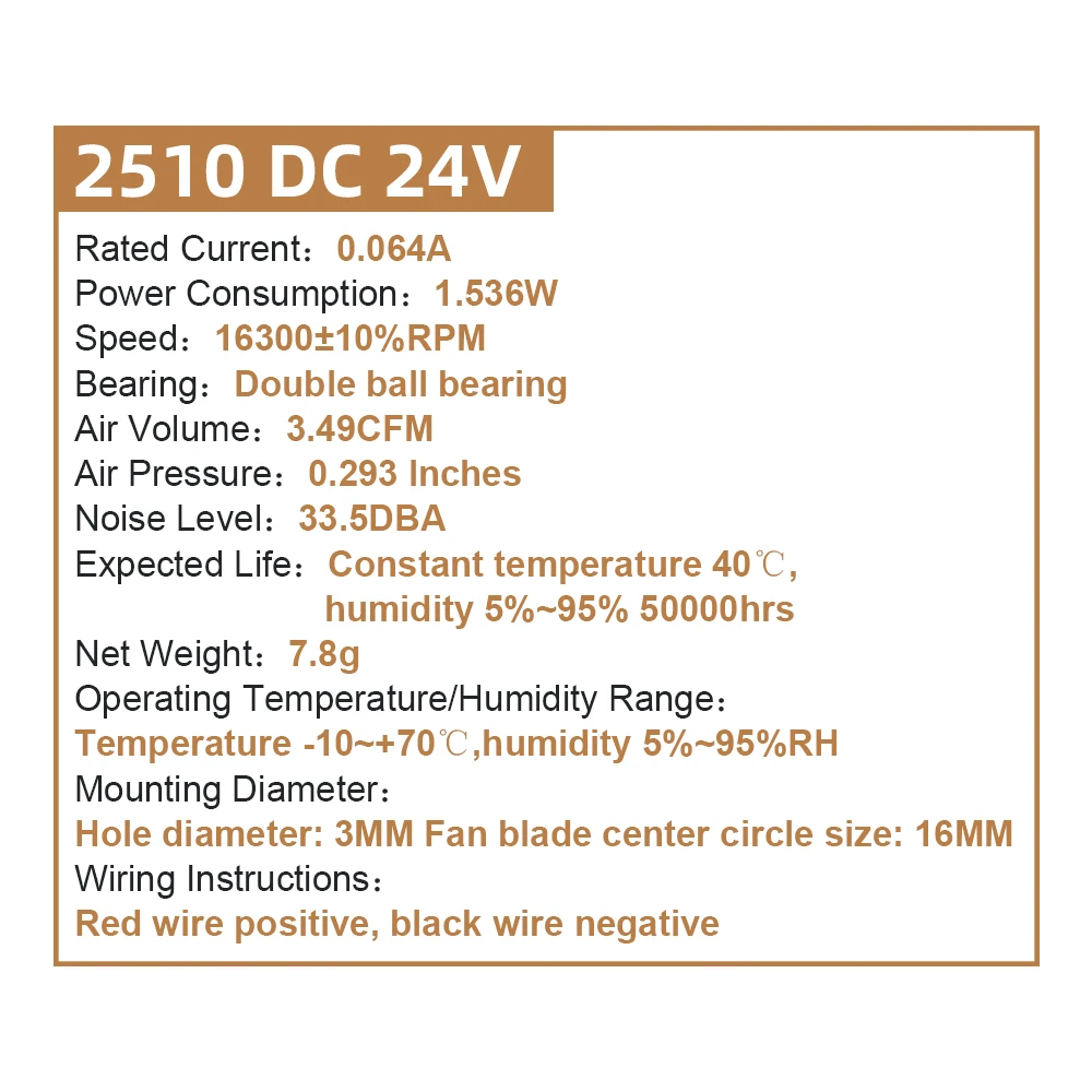 Trianglelab ®   Nowy Cichy Wentylator DC2510 2.5CM 25*25*10MM Wentylator Chłodzący 5V24V do Lampy Projekcyjnej Laserowej, Hotendu, Ekstrudera Drukarki 3D — zdjęcie produktu 6