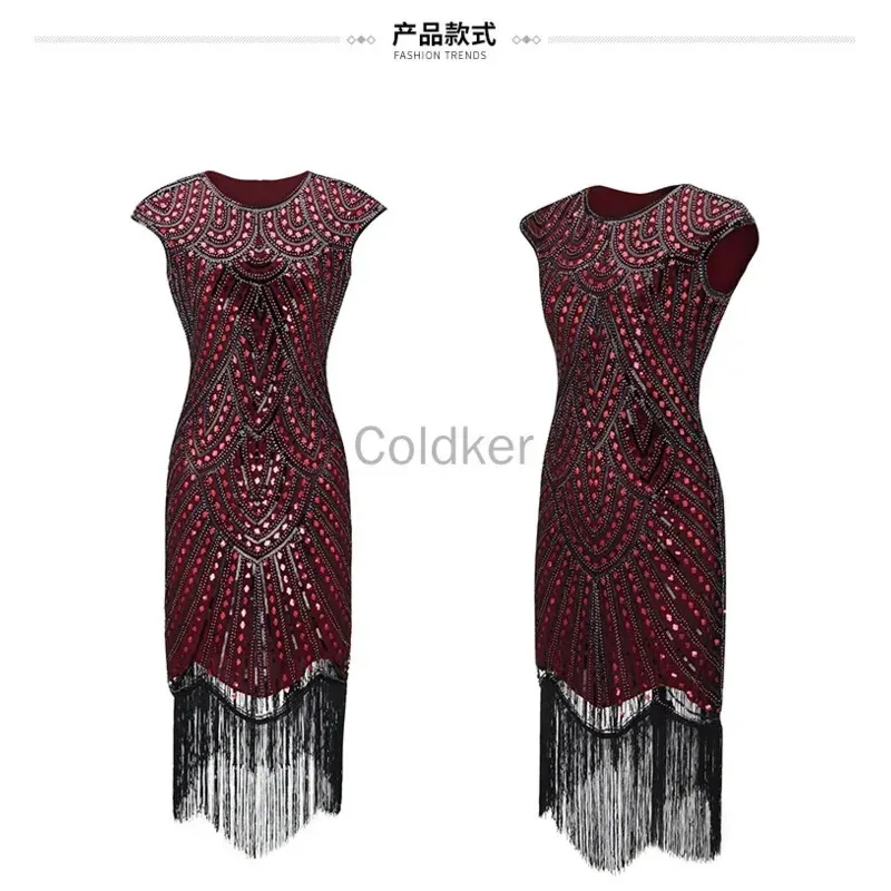 2025 New 1920s Flapper Costume Great Gatsby Dress O-Neck Cap Sleeve Sequin Fringe Party Charleston Dress Knee Length Summer ★ ★