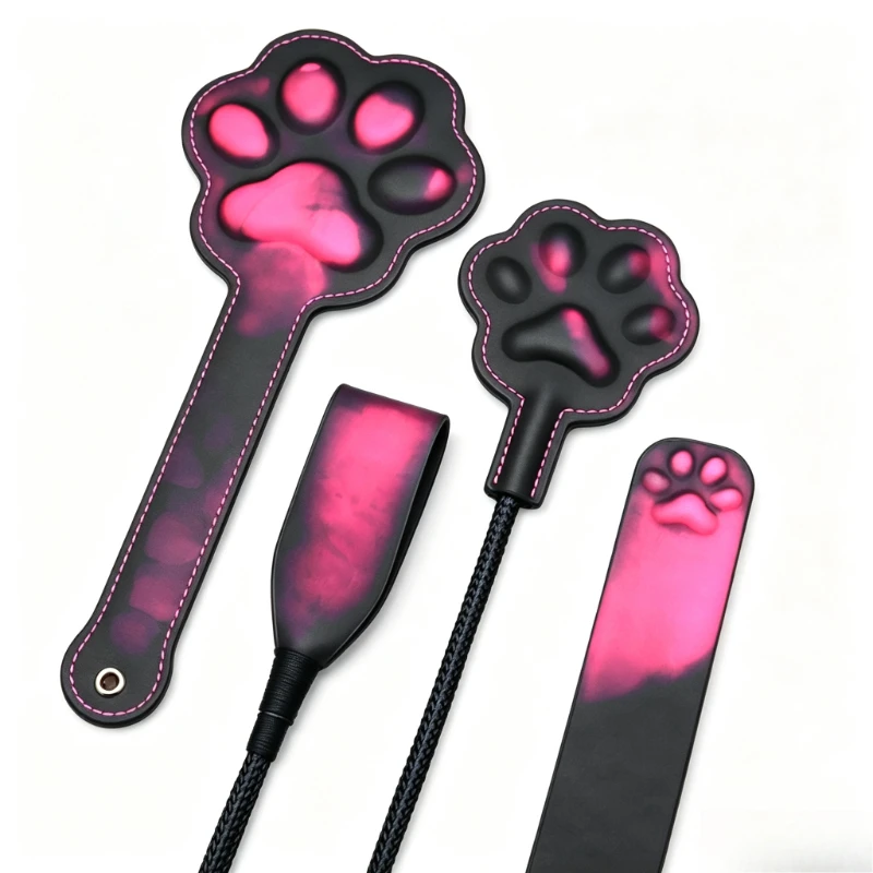 Body Heat Sensitive Color-Changing Leather Spanking Paddle – 3D Cat Paw BDSM Toy for Adults, Impact Play Fun Gift Set Role Play