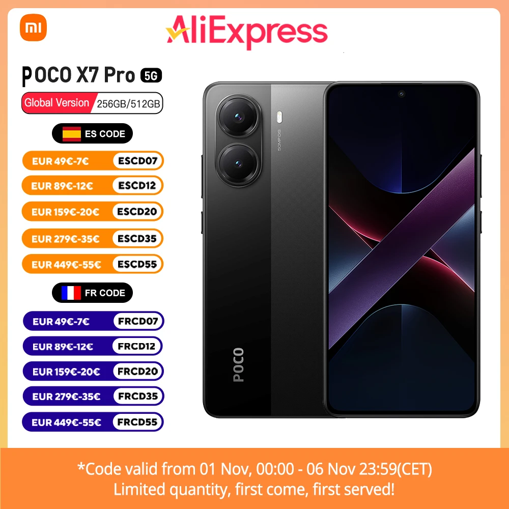 POCO X7 Pro 5G Version Européenne NFC 256GB/512GB Dimensity 8400 Ultra Écran AMOLED 6,67", 120 Hz, Batterie 6000mAh, Hypercharge 90W, Appareil Photo Principal 50MP