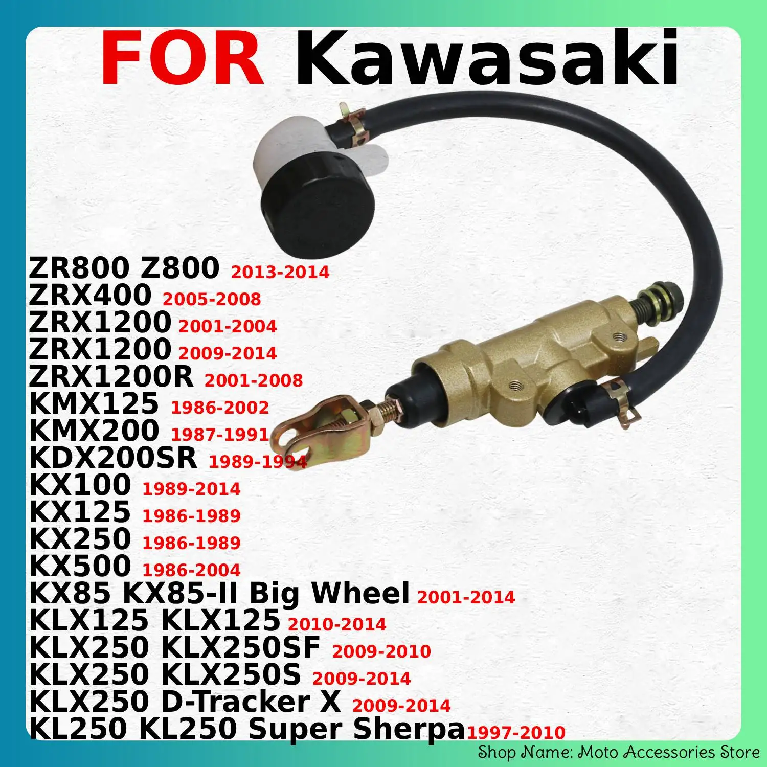 Rear Caliper Brake Master Cylinder For Kawasaki KX85 KX85-II Big Wheel KLX250 D-Tracker X ZR800 KL250 Super Sherpa KX100 KX125