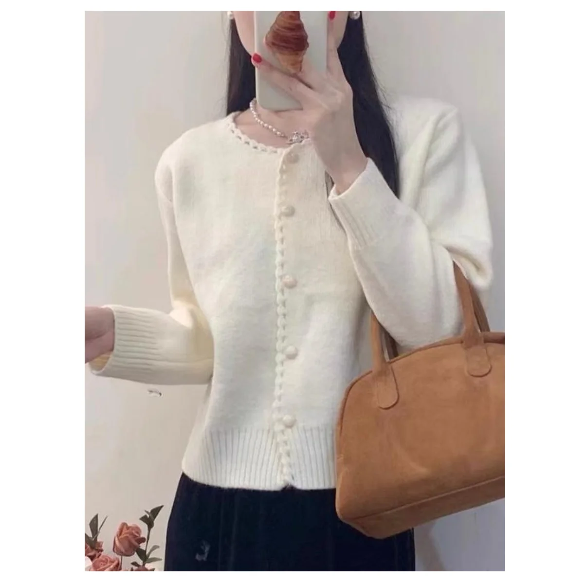 

Autumn Winter Women's Sweaters Cardigans Korean Elegant Solid Thick Knit Cardigans Long Sleeve Thermal Simple Knit Outerwears