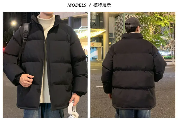 Men's Parkas Warm Basic Style Casual Jackets Thicken Winter Coat Puffer Jacket Solid Color Outwear Men's Clothing