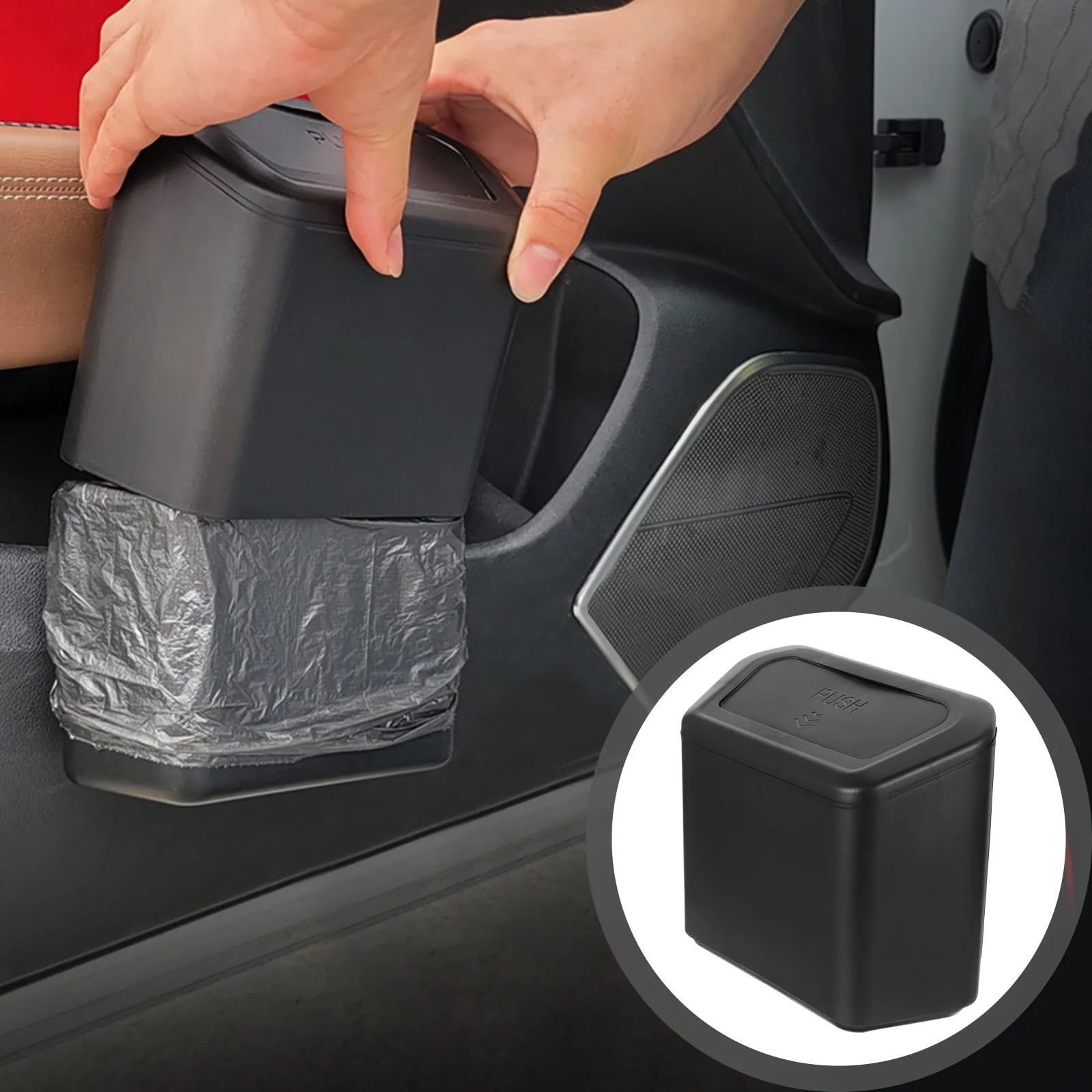 Car Hanging Trash Can Heavy Duty Automobile Garbage Can with Tight Seal Lid Prevents Smell Leakage for Vehicle Home Office Dorm