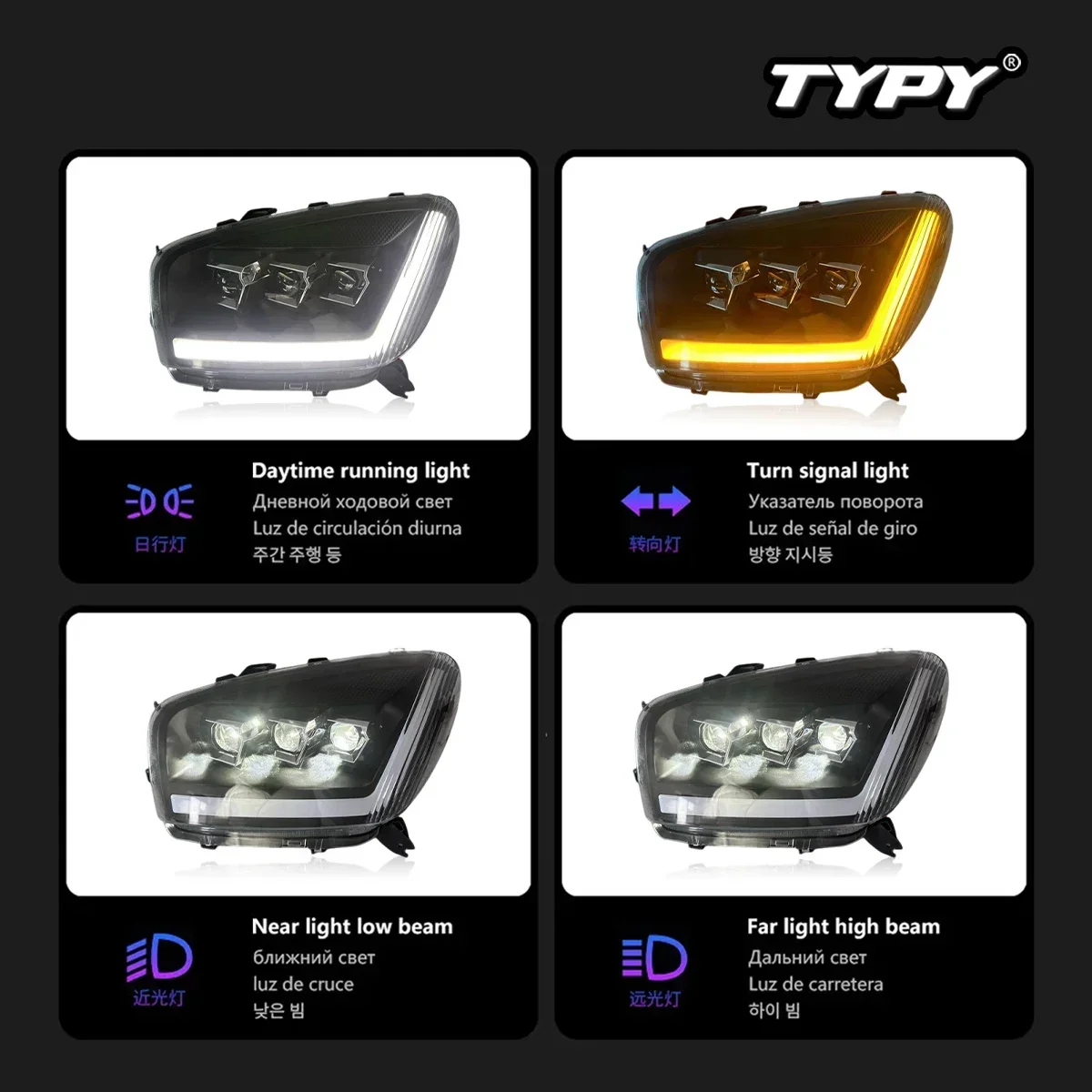 

Auto Accessories Car For Toyota Rav4 2001-2002 Headlight Modified to New DRL Dynamic Turn Signal LED