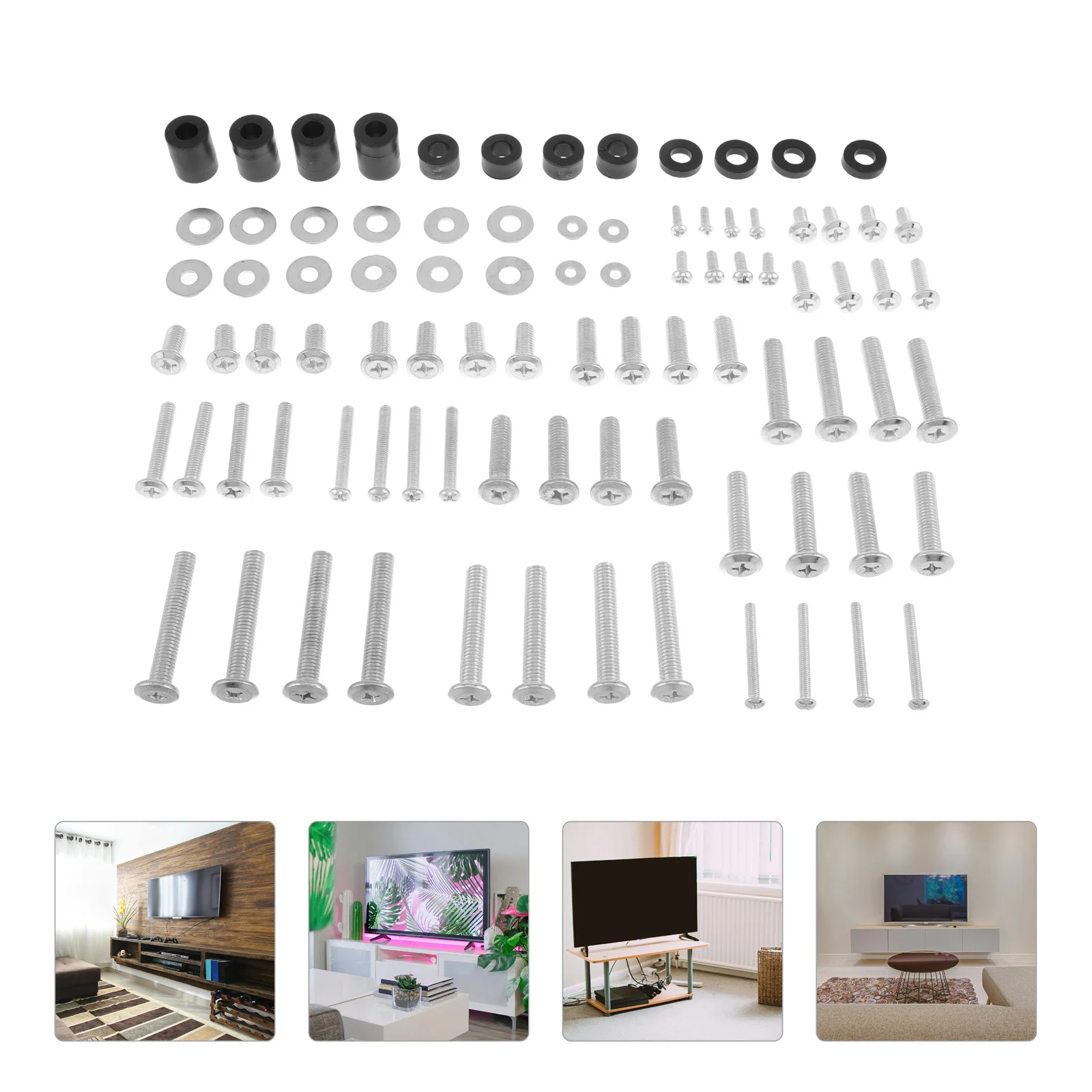 

88 Pcs Wall Mount Screw Kit Complete Set Heavy Duty Metal Brackets Universal Compatibility Easy Installation