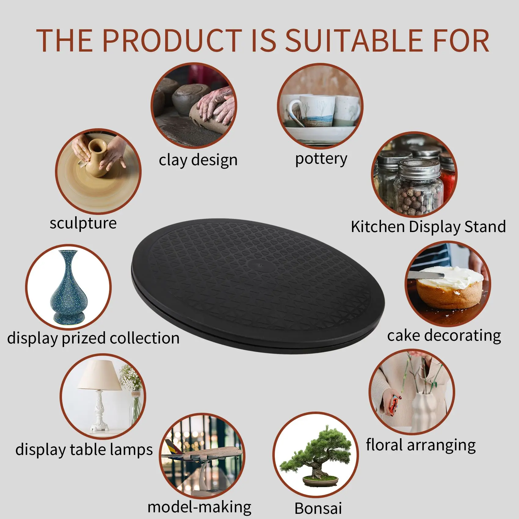 B24A 12 Polegadas Bonsai Placa Giratória Roda Giratória Suporte de Exibição de Cozinha Doméstica