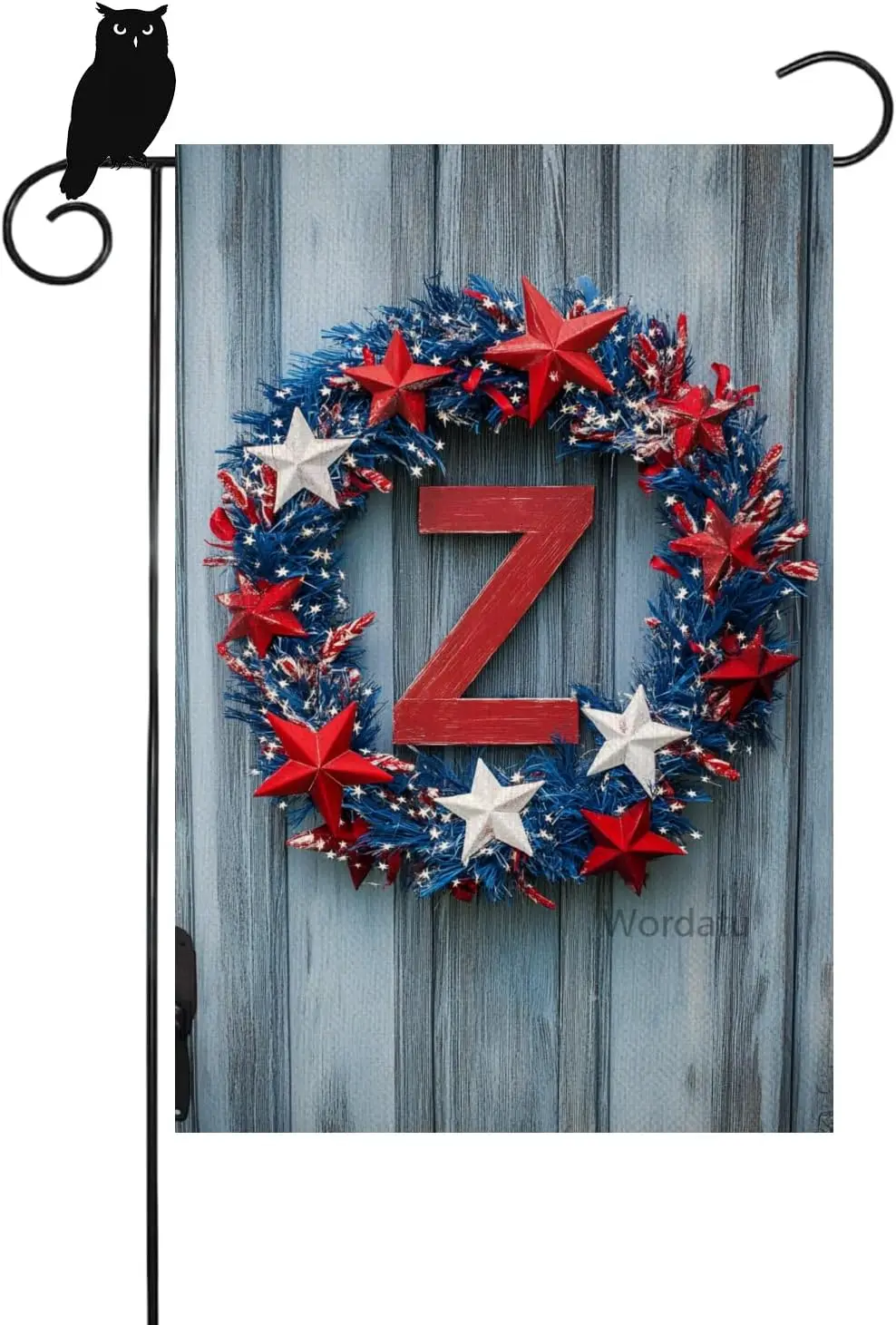Патриотический садовый флаг с монограммой «Welcome American Wreath Monogram Z», 12x18 дюймов (6256) HHZ UUV HHM WZZ