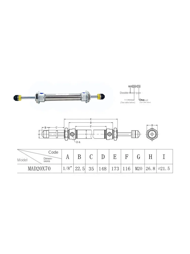 Buffering Cylinder MAD20-64/70/84 Upper and Lower Buffering of Robotic Arm Accessory for Injection Molding Machine