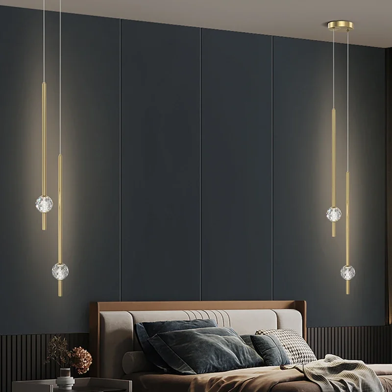 2025 Nordic Bedroom Bedside Chandelier Simple Modern Home Light Luxury Living Room TV Background Wall Decor Creative Crystal Led view 5