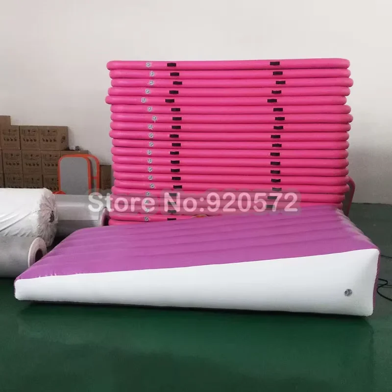 Rampa de aterrizaje de alta calidad hecha a mano, 4m x 2,5m, precio de fábrica, 20-60cm de altura, pista de caída, inclinación de aire inflable para gimnasia