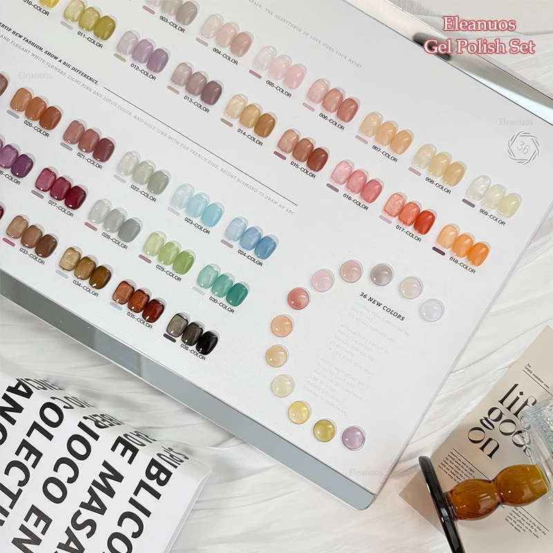 Eleanuos الصيف هلام الجليد اللون هلام تلميع 36 قطعة ورنيش مختلط هلام دائم التمهيدي إنهاء اليشم الشحوم كريم UV LED صالون الأظافر