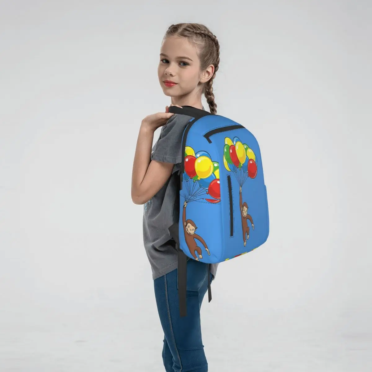 Curious George With Balloons Backpack Daypack Boys Girls BookBag School Bag Shoulder Bags for Men Women
