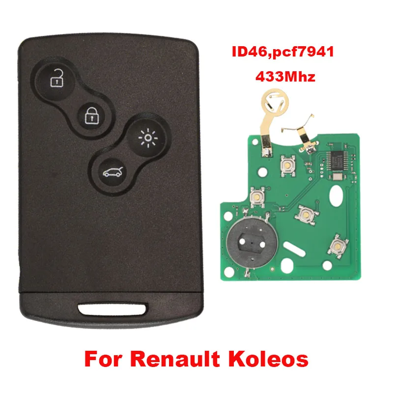 

Jingyuqin дистанционный ключ от автомобиля для Renault Koleos ID46/PCF7941чип 433 МГц