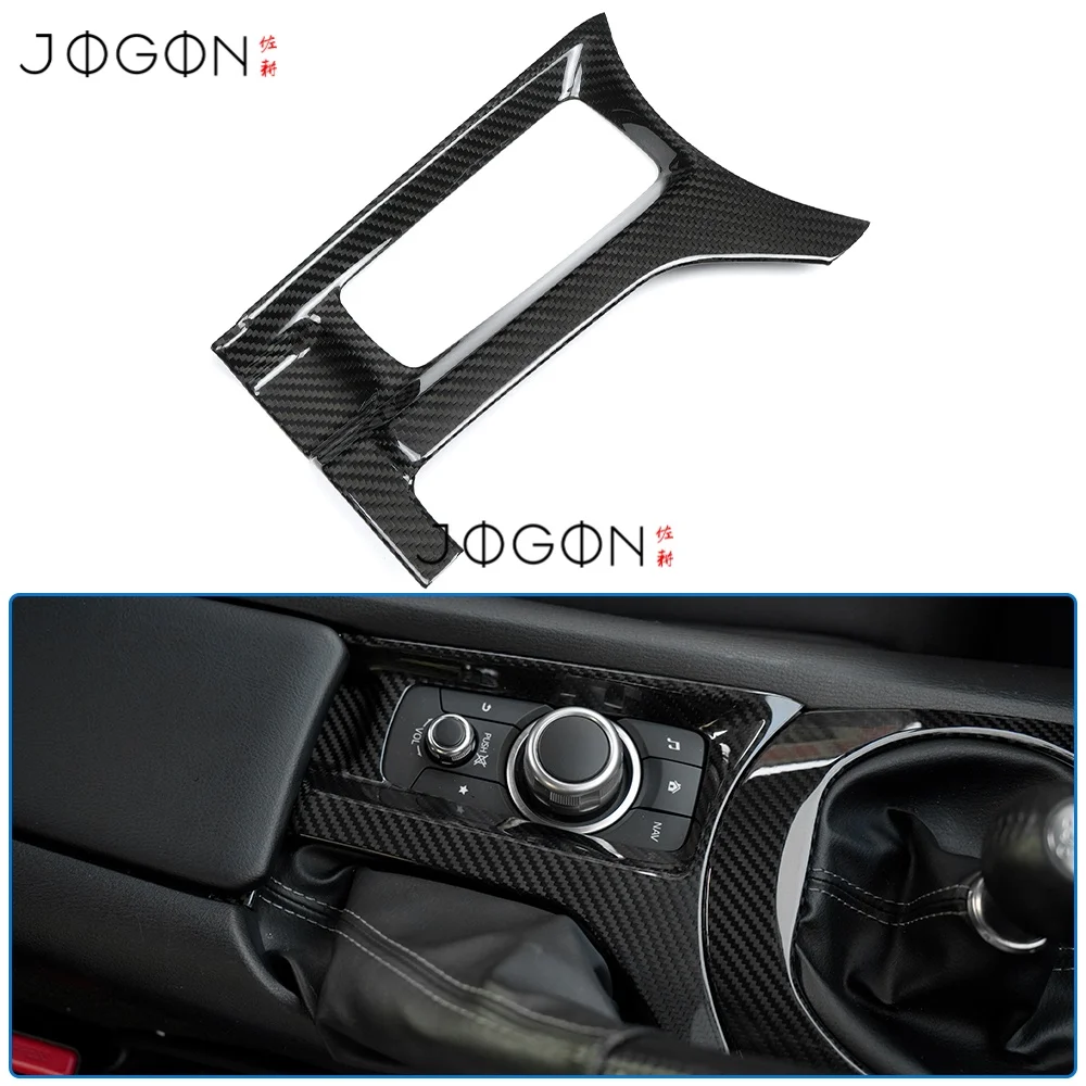 

Для Fiat 124 Abarth 124 2016-2025, сухое углеродное волокно, салон автомобиля, центральная консоль, мультимедийная кнопка, рамка, накладка, аксессуары