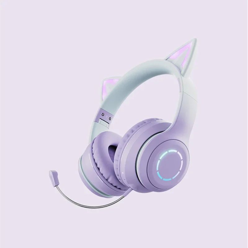 

Best Gift 2025 Cat Ear Wireless Headphones Bluetooth 5.1 Young People Kids Headset Support 3.5mm Plug with Detachable Mic Sports