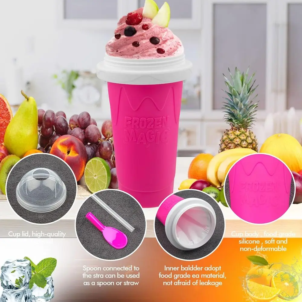 Double Layer Slushie & Milkshake Maker Cups - Quick Frozen Treats for Birthdays and Family