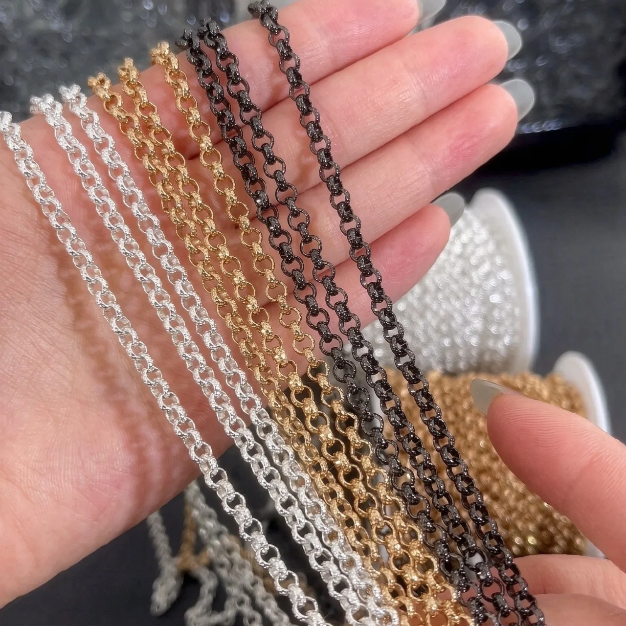 1 Meter 2 Meter 4mm 14K 18K vergoldete Kupfer-O-Kette Kreuzgliederkette Schmuckherstellung Großhandel Ketten DIY Handgemachtes Bastelzubehör