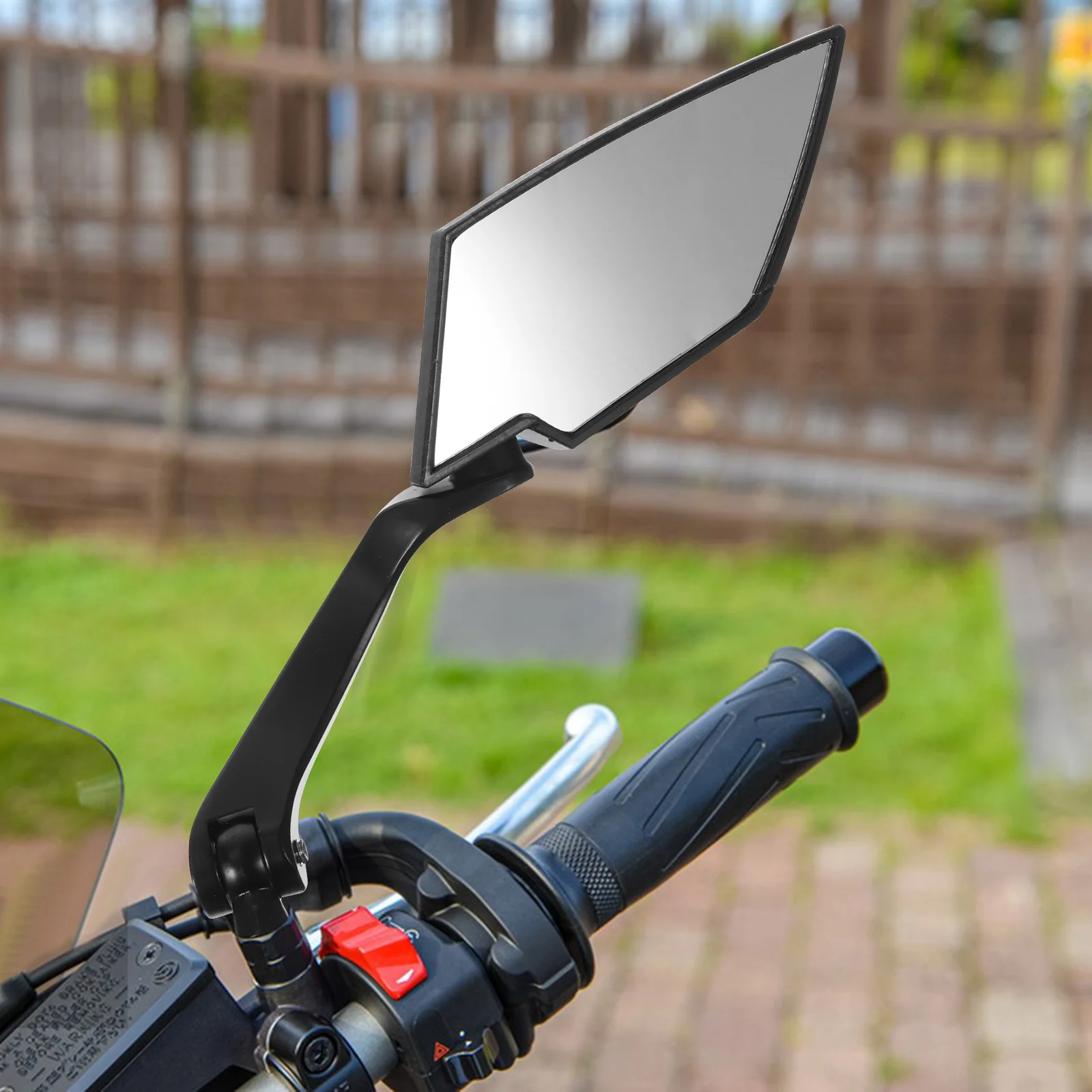 

Pair Motorcycle Rear View Mirrors Universal Adjustable Pattern Black Aluminum Side Mirrors Compatible 8mm 10mm Screw