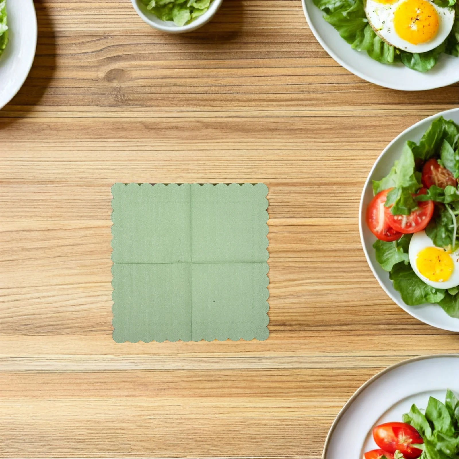 

100Pcs Green Party Napkins Scalloped Design Double Layer Embossed Disposable Table Napkins for Celebration Picnic Restaurant Use
