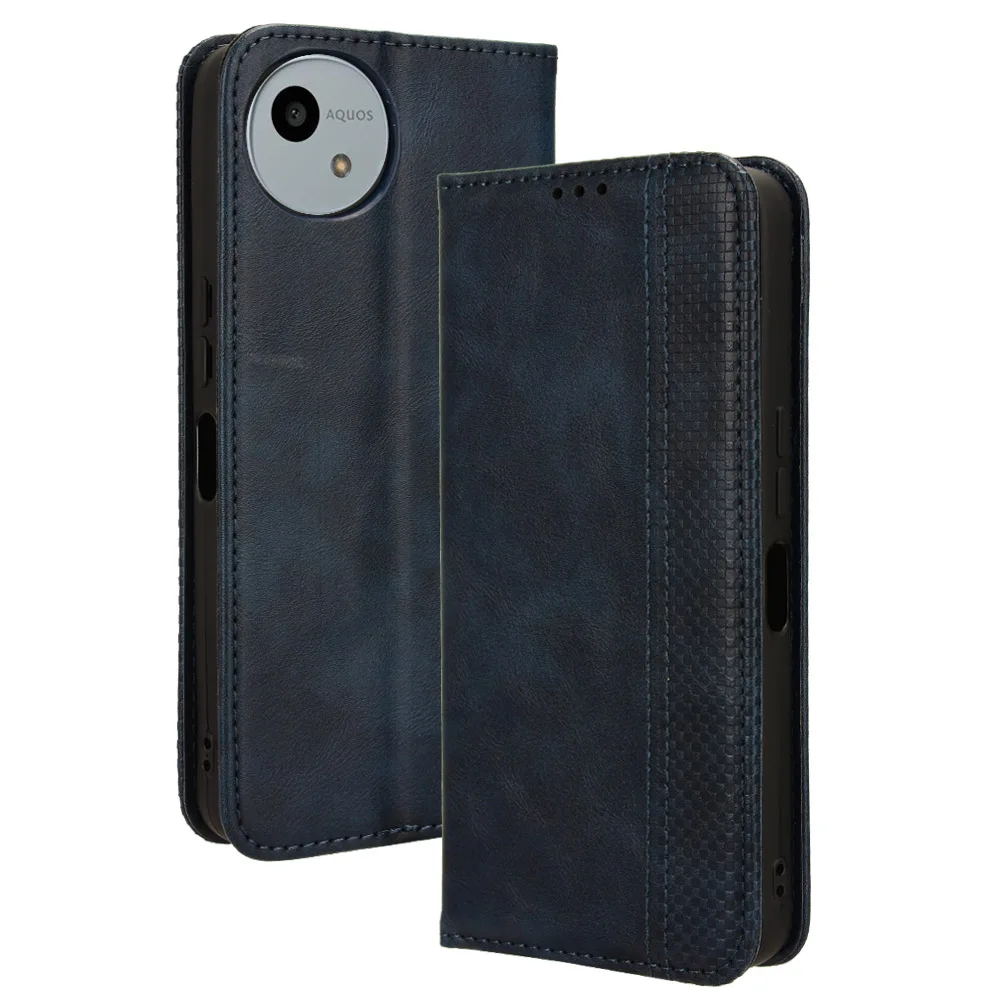 

Flip Retro Style Leather Magnetic Closure Phone Cover For Sharp Aquos wish4 6.6 inch Card Slot Wallet Fall prevention Case