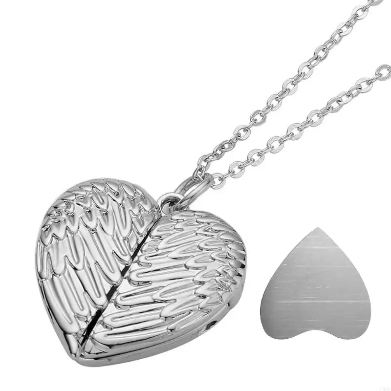 P0RF Romantic Angel Wings Necklaces Hot Transfer Printing Photo Printable MDF Pendant Jewelry Decor for Lovers