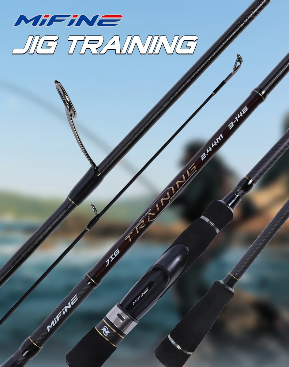 MIFINE JIG TRAINING Angelrute 3-14g/5-21G/7-28g/10-42g/12-56g/20-85g Zander Hecht Barsch Spinnrute mit Schnellen Hohlspitzen – Detail 1
