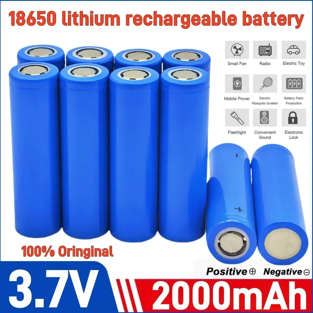 

18650 3.7V 2000mAh battery ICR18650 rechargeable lithium-ion battery suitable for flashlight power bank replacement battery