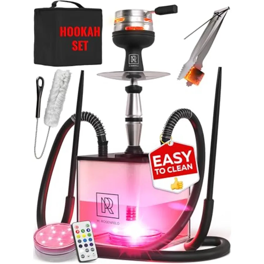 

Yado Square Hookah - Acrylic Hookah with Big Silicone Bowl for Smoking Coal Tongs Amazing for Shisha Smoking