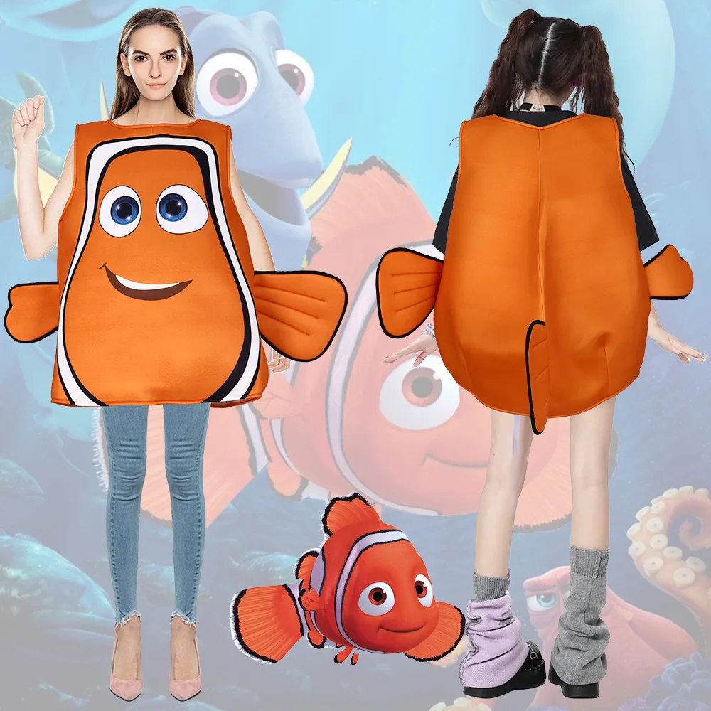 

Finding Nemo Adult Kids Clownfish Cosplay Christmas Halloween Nemo Dolly Composite Sponge Cosplay Suit Kids Clothing